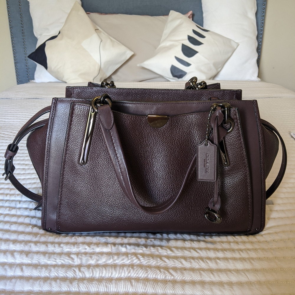 Coach Pebbled Leather Satchel - Deep Plum